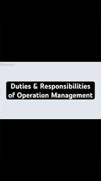 Duties & Responsibilities of Operation Management #operationmanagement #shorts