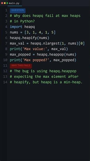 This Fails Every Interview: Why does heapq fail at max heaps in Python?