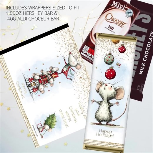 Printable Christmas Candy Wrappers for Hershey & Aldi Choceur Bars: Holiday Favors, Chocolate Gifts (instant Download) - Etsy