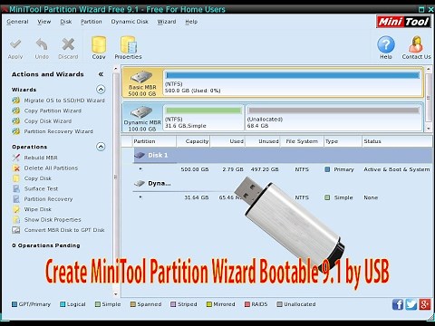 Create a MiniTool Partition Wizard Bootable 9.1 boot USB