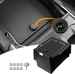 Center Console Organizer Safe Lock Box Storage Compatible with Ford F150 2021 2022 2023 2024 2025 with 3 Digit Combo Password Interior F150 Anti-Theft Accessories, Black