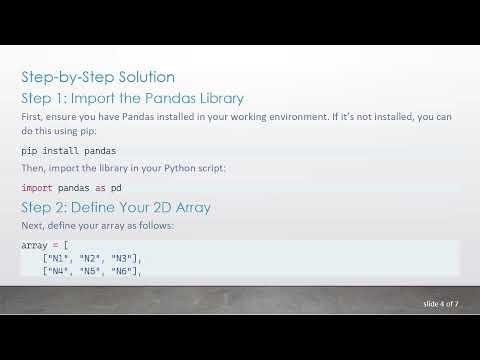 How to Export a 2D Array to Excel Sheets Using Python and Pandas