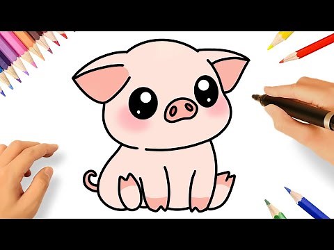 HOW TO DRAW A CUTE KAWAII PIG EASY STEP BY STEP 🐷❤️