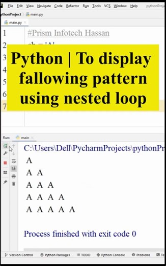 Python | To display fallowing number pattern | using nested loop