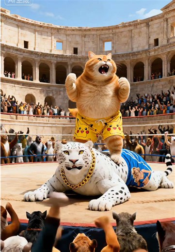 The consequence of robbing roast chicken from orange cat is serious.#orangecat #funny #funnyvideos #foryourpage #aicat