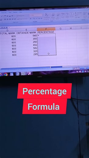 Percentage calculation in Ms Excel#viral#tricks#shortvideo#excel#computer #computer