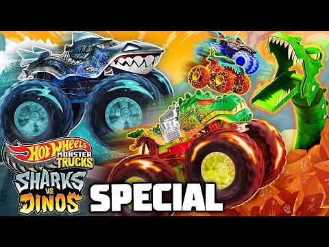 Hot Wheels Monster Trucks "SHARKS VS DINOS" | 40 Minute SPECIAL!