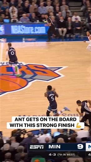 1M views · 7K reactions | Anthony Edwards with the STRONG finish! It’s his 1st bucket of the night!  MIN-NYK • LIVE on ESPN ➡️ https://www.nba.com/how-to-watch-game-redirect/0022500175?partnerRef=NBA&platform=Facebook&surface=Post | NBA | Facebook