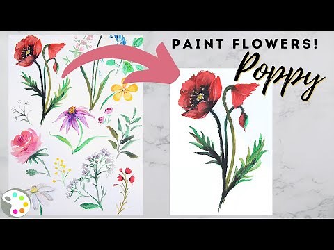 How to Paint Flowers with Acrylics | Poppy Tutorial