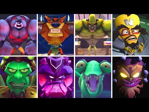Crash Bandicoot 1, 2, 3 & 4 - All Bosses + Cutscenes (No Damage)