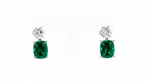 Watch Simulated Emerald and CZ Drop Earrings in Sterling Silver on Amazon Live