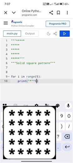 Solid square pattern in python #status #pattern #programming #coding