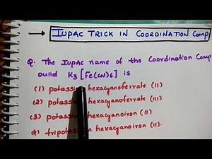 IUPAC Nomenclature Trick of Coordination compounds