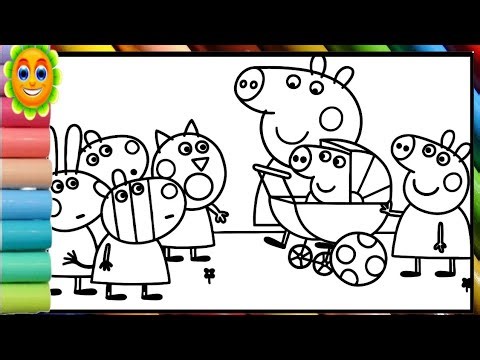 Peppa Pig and her friend in a dance lesson _ Learn how to draw and color Peppa Pig