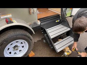 How to Build a Tiny Off Grid Cargo Trailer Camper - Fold away Solid Steps