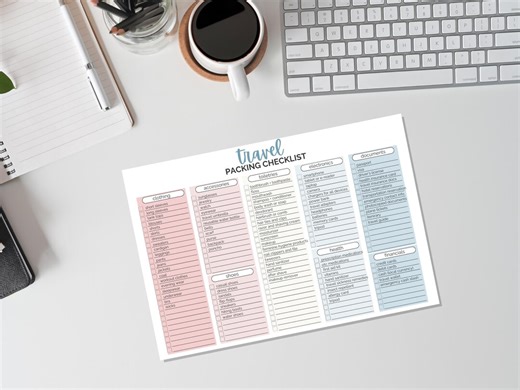 Printable Travel Packing List, Vacation Planner Checklist PDF - Etsy