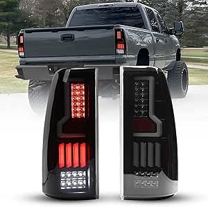 ROXX Full Led Tail Lights Assembly for 1999-2006 Chevy Silverado 1500/2500/ 3500, Led Taillights Pair for 1999-2003 GMC Sierra, Full Led DRL/Brake Lights/Reverse/Turn Signals (Smoke Lens)
