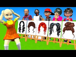 Scary Teacher 3D vs Squid Game Draw Hair Squid Girl Beautiful or Error Challenge 5 Times Challenge