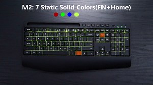 Wireless Keyboard and Mouse Combo- VEILZOR 2.4G Rechargeable Keyboard with Phone Holder, Ergonomic Wrist Rest, 9 RGB Backlit Effects, Silent Keyboard Mouse Set for Windows, Laptop, PC