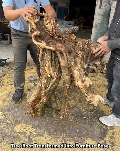 Tree Root Transformed Into Furniture Base #WoodWork #ToolWork #SmartMachine #IndustrialProcess #PowerMotion | lamaestramiel
