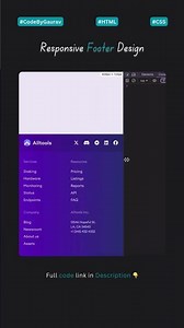 📦 Responsive Website Footer Using HTML & CSS | #webdevelopment #coding #htmlcss #shorts
