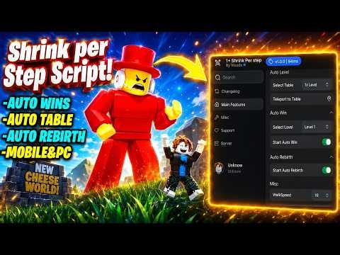 *NEW* [UPD]+1 Shrink per Step Script 2026 | Auto Wins + Auto Rebirth + More (WORKING)