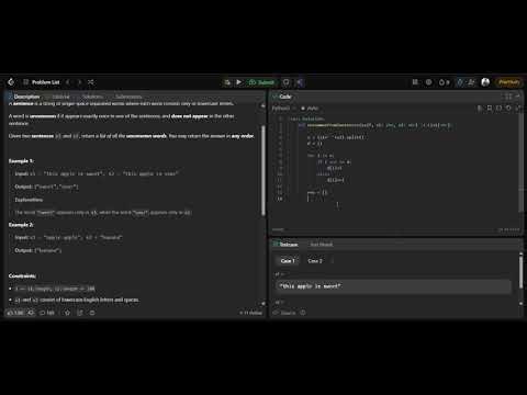 LeetCode 884 – Uncommon Words from Two Sentences | Python HashMap Explained | Day 13 – 64/1000 🔥