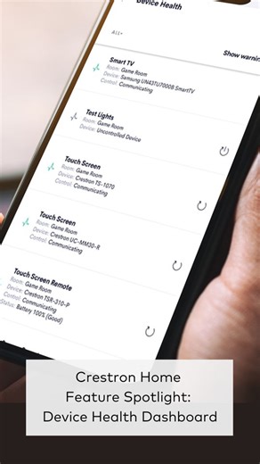 Crestron on Instagram: "There’s a smart hub for your smart home. And it’s right in your hands. Take a tour of the powerful device health dashboard built into Crestron Home OS. Learn more at our link in bio! #Crestron #CrestronHome #DeviceHealthDashboard #CrestronHomeOS"