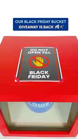 🪣 Our Black Friday Bucket Giveaway is BACK 🪣 🎉 The first 50 members in-store on 11/28 get a FREE Lowe's bucket full of products AND a chance to get a FREE in-stock appliance up to $2,000 value by 11/30!* Stores open at 6 a.m. *NO PURCH. NEC. Begins opening time on 11/28/25; ends 11/28/25 when First Prizes are distributed. Open only to legal res of 50 US/DC, 18 & age of majority & enrolled in MyLowe’s Rewards loyalty program and US Pro Businesses in MyLowe’s Pro Rewards loyalty program with US