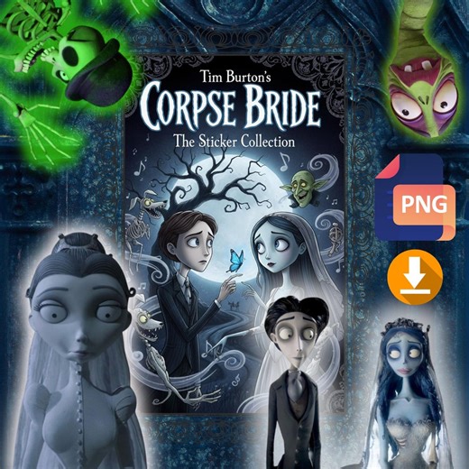 Corpse Bride Digital Sticker Pack, Tim Burton Fan Art (PNG Files) - Etsy Australia