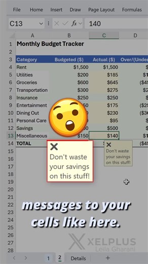Leila Gharani on Instagram: "Did you know you can add tool tips to Excel cells? Little helpful notes🗒️ to sprinkle in your spreadsheets."