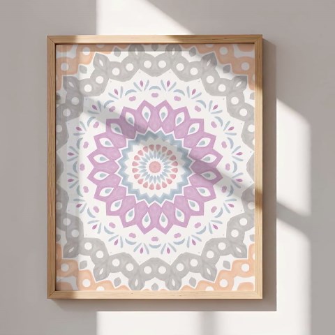Pink & Gray Pattern Wall Art, Soft Pastel Design, Layered Floral Motif, Light Airy Artwork - Etsy
