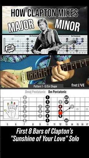 How Clapton mixes Major/Minor Pentatonic #guitarlesson #shorts #ericclapton