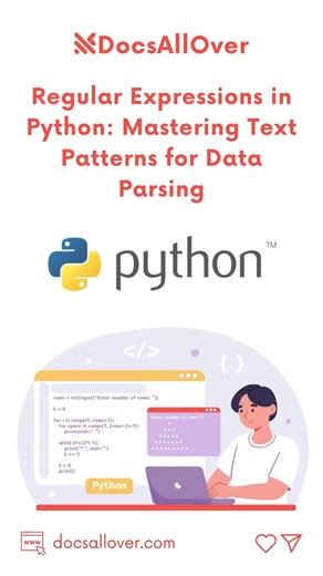 DocsAllOver on Instagram: "It's time to master the power of Python's Regular Expressions! Our guide breaks down the essential syntax and functions you need to efficiently handle text patterns. Simplify your data cleaning workflow today! Link in bio. #pythonprogramming #python #regex #dataparsing #regularexpressions #datascience #webscraping #codingtips #docsallover"
