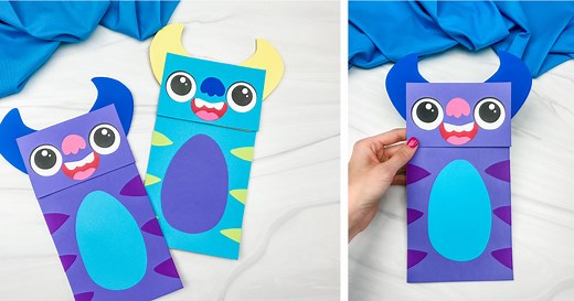 Monster Paper Bag Puppet Craft [Free Template]