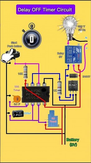 ⏳ Delay OFF Timer Circuit using 555 Timer | Auto OFF Relay Timer | DIY Electronics Project #diy