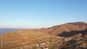 Lesvos Aerial scenic hilltop Turkish coast distance