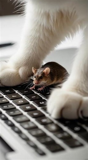 Cat Types on Keyboard—Mouse Forced Into Dance