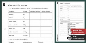 Chemical Formulae Worksheet