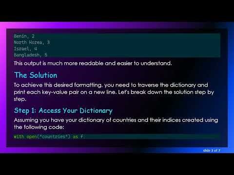 How to Properly Format Output for a Dictionary in Python