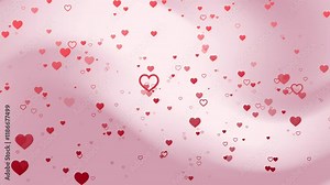Pink background with diverse sized red hearts. Perfect for Valentines Day, love themes, or romantic concepts in a design project.