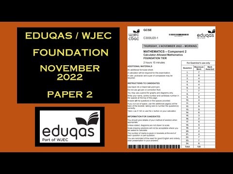 Eduqas / WJEC GCSE Maths Foundation - November 2022 - Paper 2 - Comprehensive Maths Worked Solutions