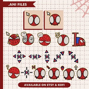 Spiderman Peter B Parker Theme Animated Custom Cursor Pack | 18 Cute Hand-drawn Spidey Mouse Pointers for Windows PC - Etsy