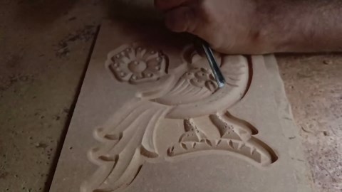 Wood carving Bird and flower//Wood design//wood carving//Sparrow wood working