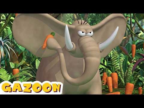 Gazoon Funny Animal Cartoons 🥕 Greedy Giraffes vs Elephant's Carrots 😂 HooplaKidz Tv