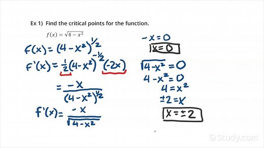 How to Find Critical Points of a Function by Finding Where the First Derivative is Zero or Fails to Exist | Calculus | Study.com