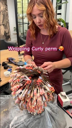 2 hours wrapping curly perm 😳