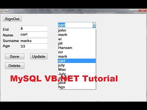 MySQL VB.NET Tutorial 10 :Database values in textbox if select Combobox