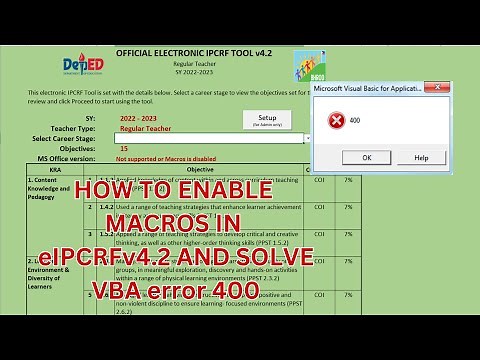 How to Enable all Macros and Solve VBA Error 400 in eIPCRFv4 2