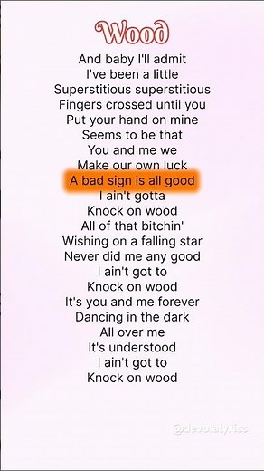 Taylor Swift - Wood (Lyrics) #lyrics #taylorswift #wood